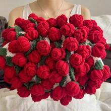 Crocheted Rose Bouquet Blanket, Suitable For Sofas And Shawls, A Romantic Gift For Valentine's Day, Weddings, And Anniversaries, Perfect For Ladies. - Multicolor - View 24