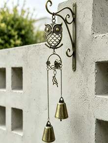 Forest Style Metal Owl Double Bell Wind Chime, Entryway Door Decor Ornament, Christmas Thanksgiving Housewarming Gift, Gift For Friends - Multicolor - View 4