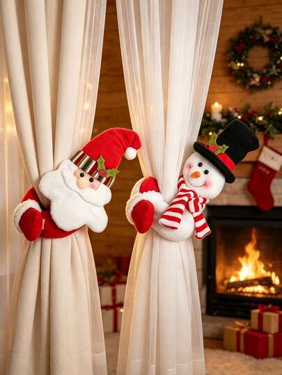 1pc Santa Claus Curtain Tieback, Snowman Curtain Buckle, Holiday Party Scene Decoration, Creative And Cute, Suitable For Curtain Storage, Stair Railing Decoration, Bottle Decoration, Christmas Tree Decoration And Home Gathering Holiday Decoration, Best Choice For Wedding Season, Graduation Season, Back To School Season, Halloween, Christmas Gifts, Home Decor, Room Decor