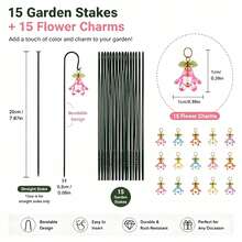 5-Piece/15-Piece Artificial Lily Of The Valley Garden Decoration Stakes (Assorted Colours) - Sparkling Miniature Landscape Bonsai Decorations - Outdoor Potted Plant Decorations And Festive Decorations - Assorted Colors, 5 Pieces - View 3