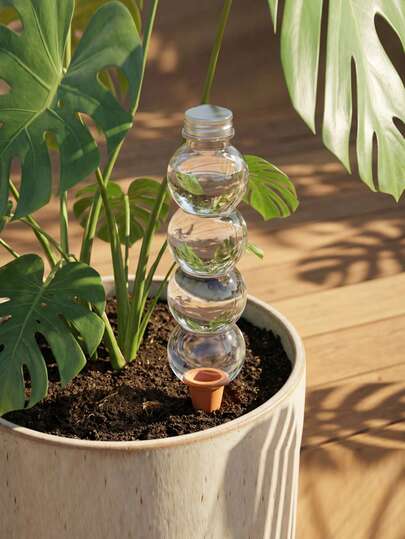 Nuevo juego de 2 piezas de dispositivo de riego automático de gran capacidad, bola de agua transparente autoabsorbente con clavo de arcilla, enchufe de riego por goteo de liberación lenta para plantas en maceta, herramienta de riego sin manos para jardinería doméstica