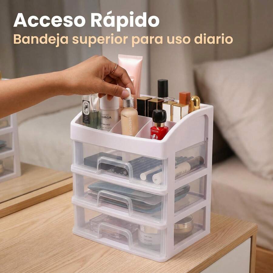 3-Layer Cosmetic Storage Box, Clear Plastic Drawer, Multifunctional Cosmetic Display Cabinet, Suitable For Dressing Table, Bathroom Countertop