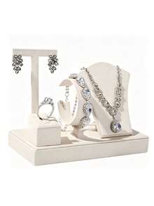 Juego de 4 piezas de soporte para joyas, bandeja multifuncional para joyas, estante de exhibición para anillos, pulseras, collares y aretes, soporte de exhibición de joyas - Multicolor - Ver 1