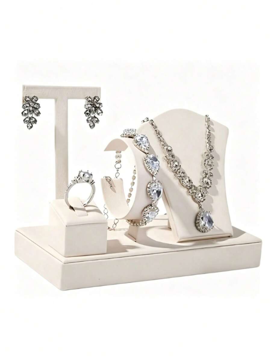 Juego de 4 piezas de soporte para joyas, bandeja multifuncional para joyas, estante de exhibición para anillos, pulseras, collares y aretes, soporte de exhibición de joyas - Multicolor - Ver 1