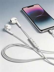 Type C 有線耳機 3.5mm 圓形插頭 USB C 入耳式耳機 電子通話音樂低音立體聲耳機套裝，相容於 iPad/PC - 查看 2