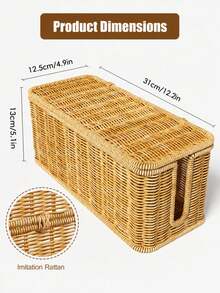 1 st förvaringsbox för grenuttag på skrivbord, vävd textur, nordisk lantstil, plastmaterial, lämplig för sovrum, kan förvara grenuttag och kablar, vardagsrumsdekor, höstdekor för hemmet, rumsdekoration - Multifärgad - Visa 4