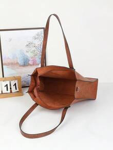 Handbag With External Coin Purse And Toiletry Bag, Shoulder Strap And Large Crossbody Strap - Brown - View 8