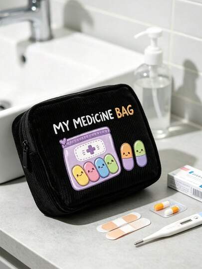 "MY MEDICINE BAG" Printed Medicine Storage Bag, Multi-Functional Storage Bag, Portable Outdoor First Aid Kit, Medical Organizer Bag, Portable Medicine Storage Bag, Travel Medicine Storage Bag, Medical Supplies Storage Bag, Portable Medicine Organizer Bag, Medicine Storage Bag, Ideal Travel Companion. Suitable For Nurses, Doctors, Students, Men And Women, Travel Safety Enthusiasts, Travel First Aid Kit, Daily Medicine Storage, Specially Designed For Organizing Medicine