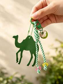 PU Coconut Camel Palm Tree Bag Charm,Woven Lanyard Keychain,Leather Palm Tree Bag Accessory,Fashion Women Handbag Decor Charms,Perfect Holiday Gift - Multicolor - View 10