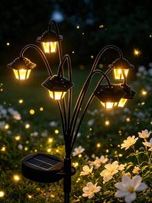 1pc-6 LED Lantern, Outdoor Solar Powered Vintage Palace Lantern, Garden Landscape Decoration, Holiday Party Backdrop, Chinese Palace Style Outdoor Decorative Light IP65 - Palace Lantern - View 3