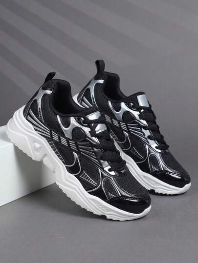 Men's Sports Shoes Fashion Men's Sports Shoes Lace-Up Shoes Men's Personalized Black Street Casual Shoes