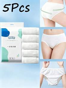 1/5pcs Disposable Maternity & Postpartum Underwear, Sterile Travel & Business Trip Underwear, Outdoor Disposable Shorts Underwear, Women's Outdoor Travel Underwear, Travel Supplies - Travel - White - View 1