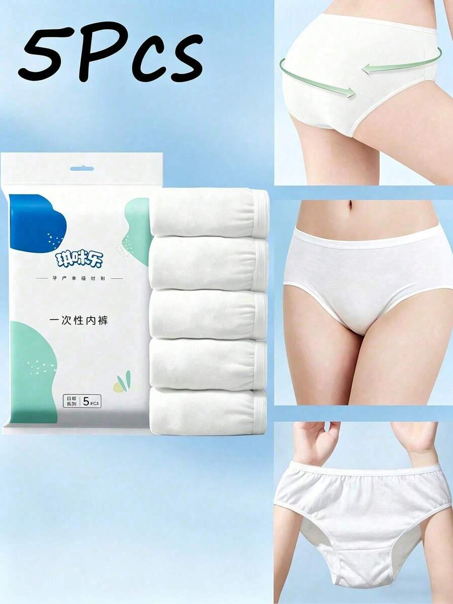 1/5pcs Disposable Maternity & Postpartum Underwear, Sterile Travel & Business Trip Underwear, Outdoor Disposable Shorts Underwear, Women's Outdoor Travel Underwear, Travel Supplies - Travel - White - View 1