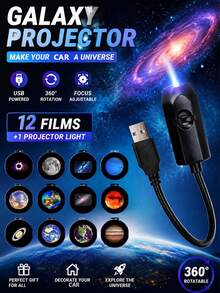 GLANBERT Ultra HD Car Projector Starry Night Light Projector, USB Starry Light, With 360° Gooseneck And Dimmable Function, Suitable For Bedroom Ceiling Decoration - Creative Projection Lamp - View 2