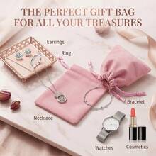 1/5/10pcs Jewelry Storage Bag Set, Drawstring Small Pouches, Suitable For Rings, Necklaces, Bracelets, Wedding Party Favor Bags, Holiday Gift Packaging Supplies - Multicolor - View 5