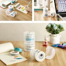 Dispenser Pita Washi Bulat Kreatif dengan Gigi Pemotong, Kotak Penyimpanan Pita Plastik Transparan, Gunting Alat Tulis, Cocok untuk Perlengkapan Seni, Kerajinan, Jurnal, dan Scrapbooking, Alat Jahit - MultiWarna - View 5
