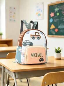 Embroidered Customization, Personalized Your Name, Cute Backpack, Car-Shaped Backpack, Multi-Functional Fashion Casual Travel Bag, Multi-Purpose Canvas Storage Bag - Multicolor - View 2