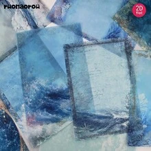 Ruonaorou 12pcs/Set Vintage Blue Nautical Deep Sea Vellum Paper Junk Journal Translucent Premium Blue Ocean Wave Underwater Texture Material Paper Vellum Paper Planner Decoration DIY Junk Journal Diary Notebook Material Paper Envelope Greeting Card Vellum Paper Decoration (2D Flat) A5 - Black - View 9