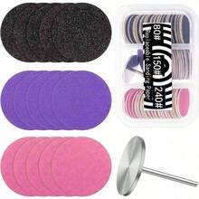 DeDryDS Sanding Paper Discs With Metal Nail Drill Bit Foot Sandpaper Discs 25mm Foot File Sandpaper Discs #80#150#240 Grits For Manicure Pedicure - Multicolor - View 1