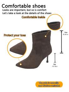 XfxfA Pair Of Women's Pointed Side Zipper Slim Heel Boots, Suitable For Commuting/Dating/Daily Street Wear In The Workplace. - Coffee Brown - View 7