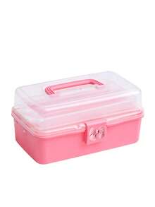 3-Tier Foldable Transparent Storage Box With Bow Detail – Stackable Organizer For Home Desktops; Collapsible & Space-Saving; Portable Handheld Case For Sorting Craft Parts & Sundries; Suitable For Teacher's Day, Christmas, And Halloween. - A - View 12