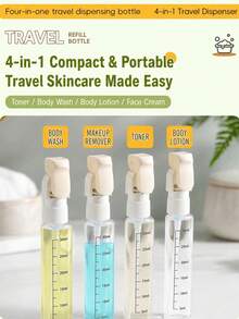 1 set perlengkapan mandi portabel 4-in-1, termasuk 4 botol dispenser isi ulang 30ml dan kotak penyimpanan sampo/lotion portabel, cocok untuk liburan dan perjalanan bisnis. - beraneka warna - View 4