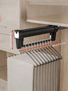 Percha retráctil ahorradora de espacio - Material de metal, organizador de armario multifuncional - Adecuado para trajes, chaquetas, blusas, etc., secadora de ropa - Negro - Ver 1