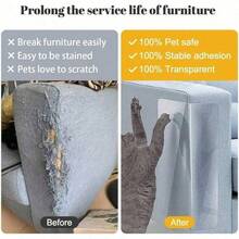 1 Roll Thick Clear Cat Scratch Protector, Self-Adhesive Vinyl Furniture Shield, Waterproof & Durable Anti-Scratch Tape For Sofa, Walls, Doors & Countertops - 3m*45cm - View 3