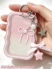 Wavy Lace Transparent Acrylic Card Holder, Shiny Rhinestone Lanyard, Y2K Style, Ins Sweet Pendant Exquisite Bow Heart Resin Pink Star Bag Charm, Card Holder Accessories, Work ID Lanyard, DIY Card Storage Case, Fit Idol Photos, Self-Printed Cards, Campus Meal Cards, Access Cards, ID Cards, Work Passes And Subway Access Cards, Student, Fan Gift, Key Chain, Backpack Charm, Back To School Essential (Card Paper Not Included) - Multicolor - View 6
