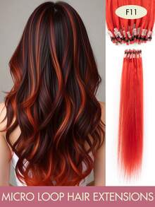 Women's Micro Ring Human Hair Extensions, Rainbow Color 12-20 Inch 30g Straight Hair Micro Bead Extensions, Add Length And Volume, Suitable For Party, Holiday And Daily Hairstyles - Multicolor - View 21