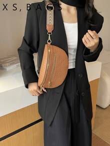 New Wide Strap Waist Bag Fashion Commute Chic One Shoulder Women's Bag Crossbody Bag Versatile Ins Chest Bag - Brown - View 1