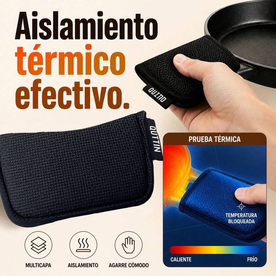 Black Neoprene Pot Handle Protectors, Heat Insulating Covers With 3D Mesh Textured Fabric For Secure Kitchen Grip, 13 X 7 Cm, Pack Of 2 - 黑色 - 查看 1
