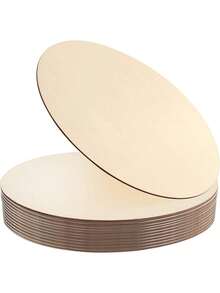 10pcs Unfinished Natural Round Wooden Discs, Smooth Original Color Wood Slices, Suitable For Customized Art Creation, Coaster Making, Wall Hanging Decoration And Rustic Home Interior Tabletop Decor Craft Materials - A - View 6