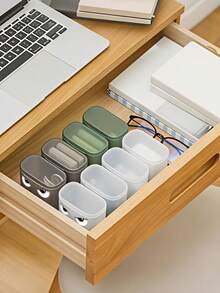 Creative (Don't Move) Storage Box With Lid, Portable Plastic Cable Organizer, Multi-Functional Desktop Accessory Storage Box, Suitable For USB Cables, Phone Chargers, Earphones - Multicolor - View 2
