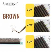 Lashine W-Shaped Brown Eyelash Extensions YY 3DW 4DW 5DW Dense Pre-Made Fan-Shaped Lightweight False Eyelashes Clover Eyelash Extensions - D - View 9