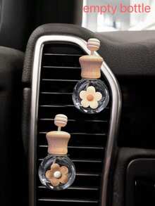 2 Pcs Cute Five-Petal Flower Decorative Perfume Bottle Empty Bottle Set Car Air Vent Aroma Diffuser Bottle Clip Essential Oil Bottle Car Interior Ornament (Perfume Not Included) - A - View 9