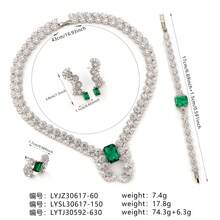 4 piezas/1 set Conjunto de joyería de moda para mujer, aretes, collar, pulsera, anillo, combinación de joyería, diseño único con incrustaciones de circonita, adecuado para uso en vacaciones | fiestas | banquetes, regalo - Conjunto de joyas - Ver 7