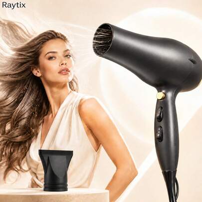 Raytix Secador de Cabelo Doméstico, Fluxo de Ar Potente, Modelagem Sem Danos, Secagem Rápida, Interruptor de Ar Quente/Frio, Secador de Cabelo Portátil para Viagem, Alto Desempenho, Baixo Ruído, Com Bico, Presente para a Família