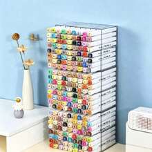 1pc Desktop Watercolor Pen Storage Box, Simple Transparent 18-Slot Rectangular Pen Holder, Can Store 72 Markers, Suitable For Office/Classroom/School/Bedroom/Desk - Multicolor - View 2