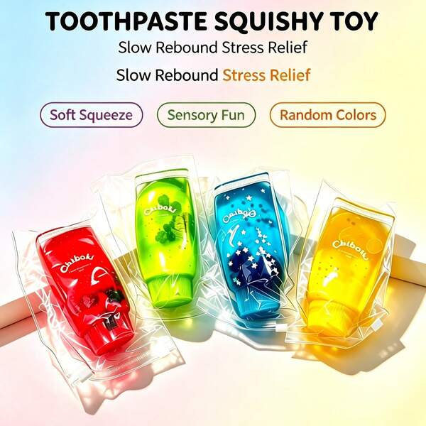 1pc Creative Toothpaste Bottle Squeeze Toy, Transparent Jelly Material With Star Glitter, Super Soft Stretchable Stress Relief Fidget Toy For Kids, Teens And Office Workers, Sensory Therapy, Party Favor Filler, Desk Decor Gift