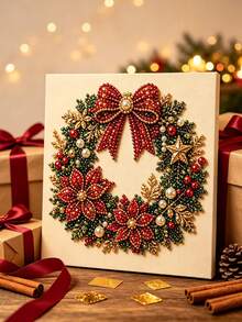 DIY Christmas Pearl & Diamond Art Kit, Includes Beads And Gem Stickers, Handmade 3D Holiday Decor, Adult Gift, Parent-Child Interactive Activity, 4 Classic Beaded Decoration Designs - A - View 9