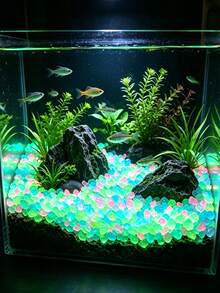 1000pcs/Bag Fluorescent Glow Resin Pebbles, Fluorescent Glow Stones, Suitable For Garden Landscape, Aquarium Fish Tank Bottom Sand, Vase Tank Filling, Glow Under Black Light - Multicolor - View 6