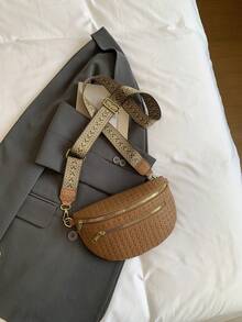New Wide Strap Waist Bag Fashion Commute Chic One Shoulder Women's Bag Crossbody Bag Versatile Ins Chest Bag - Brown - View 7
