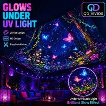 1pc QD_VIVIOS UV Glow-In-The-Dark Tent Fabric, Suitable For Beach Camping, Portable Lightweight Polyester Canopy With Colorful Butterfly And Forest Floral Pattern, Easy To Assemble Sunshade (Frame Not Included) - A - View 12