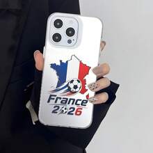 1 buah Casing Ponsel Motif & Bendera Prancis 2026 Sepak Bola, Bingkai Lensa Jendela Besar, Cangkang Lembut Pelindung Penuh, Kompatibel Dengan iPhone 17/17Pro/17ProMax/16/16Plus/16ProMax/16e/15ProMax/11/12/12Pro/12ProMax/13/13Pro/13ProMax/14/14Pro/14ProMax, Pelindung Anti Jatuh untuk Penggemar Sepak Bola - Bingkai putih, putih doff - View 1