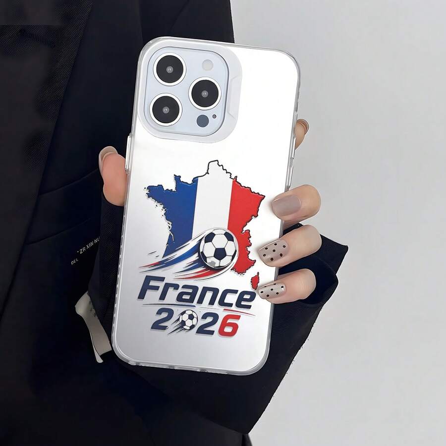 1 buah Casing Ponsel Motif & Bendera Prancis 2026 Sepak Bola, Bingkai Lensa Jendela Besar, Cangkang Lembut Pelindung Penuh, Kompatibel Dengan iPhone 17/17Pro/17ProMax/16/16Plus/16ProMax/16e/15ProMax/11/12/12Pro/12ProMax/13/13Pro/13ProMax/14/14Pro/14ProMax, Pelindung Anti Jatuh untuk Penggemar Sepak Bola - Bingkai putih, putih doff - View 1