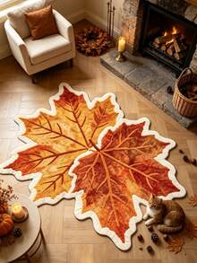 1 pieza Alfombra decorativa con hoja de arce amarilla, decoración de dormitorio, alfombra pequeña, alfombra, decoración del hogar, alfombra de sala de estar, alfombra pequeña de sala de estar, alfombra de dormitorio, decoración del hogar de sala de estar, alfombra de exterior, alfombra lavable, regalo de graduación - Hoja de arce - Ver 3