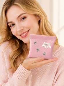 Cute Star Bow‑Pearl Decor Self-Closing Wallet Passport Document Holder Data Cash Storage Bag Cosmetic Bag Vacation Travel Essentials Accessories - Multicolor - View 8