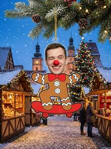 Custom Photo Christmas Ornament Personalized Face Gingerbread Skateboard Acrylic Tree Hanging Decor Secret Santa Gift - Multicolor - View 7