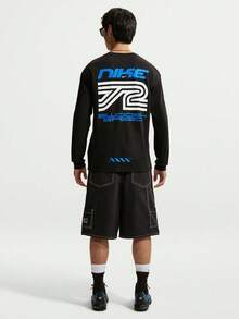 Nike Men's AS U NSW TEE LSE LS SWOOSH SPE Long Sleeve Knit Collarless T-Shirt TIM3782-010 - Black - View 5